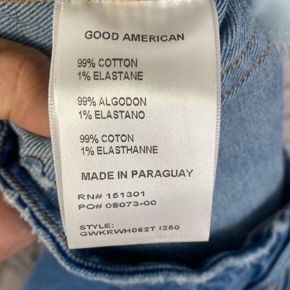 Good American High Rise Always Fits Jeans Medium Wash Distressed Size 10/30 - Picture 10 of 10